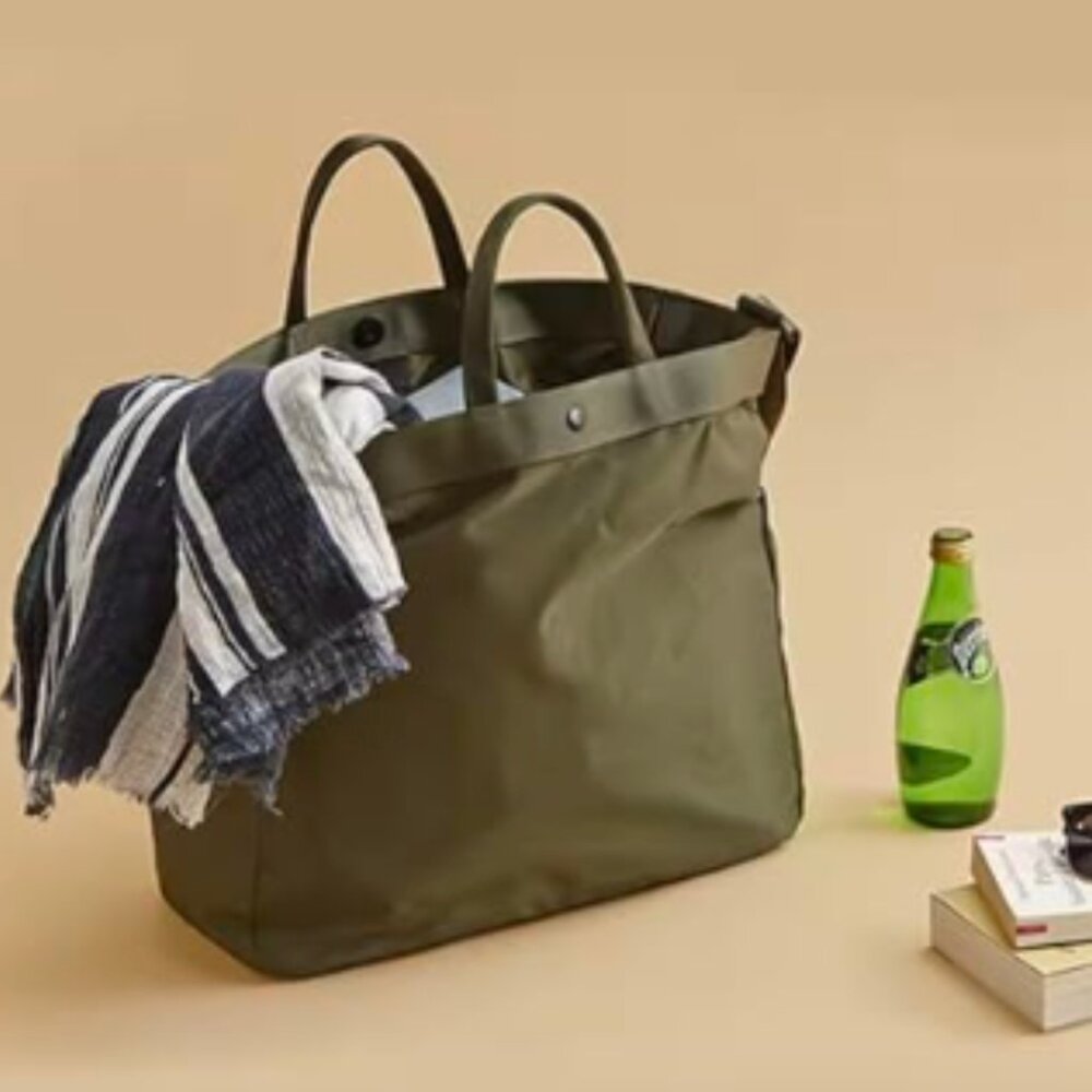 Olive Green Oversized Utility Tote Bag • Minimalist Travel & Market Bag